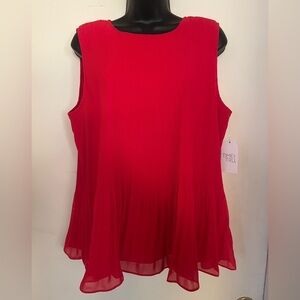 Time and Tru Women's Vibrant Red Pleated Blouse